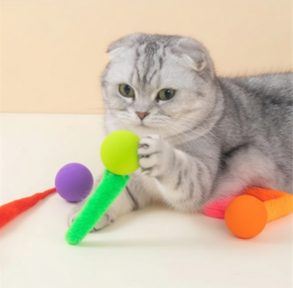 Creawel® 🐱 Fuzzy Wiggly Bouncy Balls The Ultimate Interactive Cat Toy 🕊️